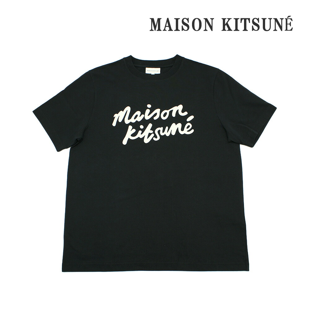 MAISON KITSUNE メゾンキツネ 半袖 Tシャツ MM00101KJ0118-O197 ブラック メンズ HANDWRITING COMFORT【送料無料(※北海道・沖縄は配送不可)】|タイムクラブ セレクト