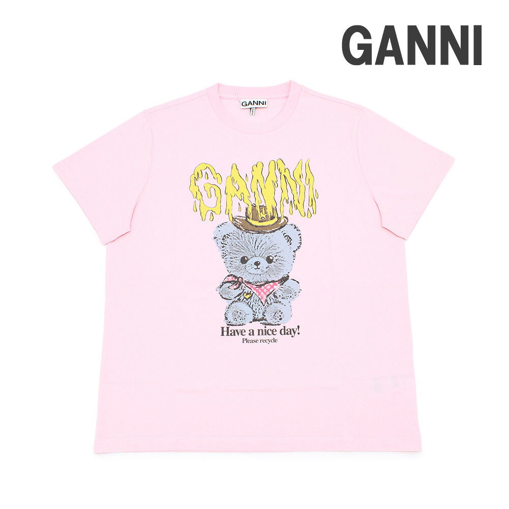 GANNI ガニー 半袖 Tシャツ A1050074-868 ピンク レディース アニマルプリント クルーネック【送料無料（※北海道・沖縄は配送不可）】｜タイムクラブ セレクト
