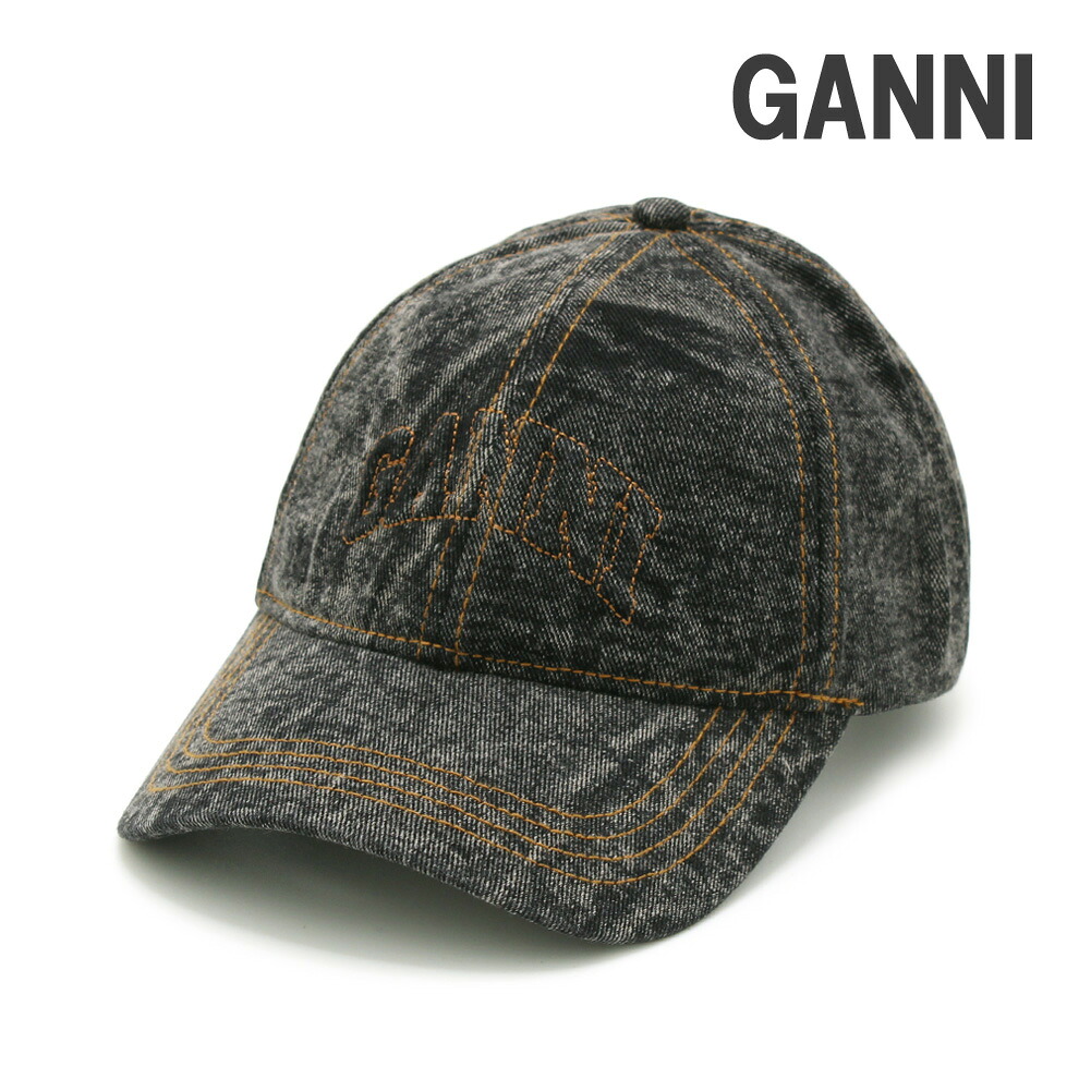 GANNI ガニー 帽子 ベースボールキャップ A6921-006 Washed Black ブラックウォッシュ レディース Denim Cotton Washed Cap【送料無料（※北海道・沖縄は配送不可）】｜タイムクラブ セレクト