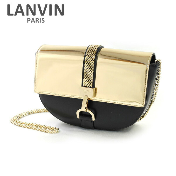 LANVIN PARIS （ランバン パリス） Lien Shoulder Bag ショルダーバッグ LW-BGRO00-HEVA-E17 M11 ゴールド/ブラック レディース バッグ 【送料無料（※北海道・沖縄は1,000円）】｜タイムクラブ