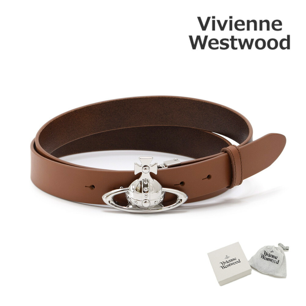 極美品　ヴィヴィアンウエストウッド　オーブ　ベルト　レザー　ロゴ　ブラウン Vivienne Westwood ヴィヴィアンウエストウッド サークル オーブ
