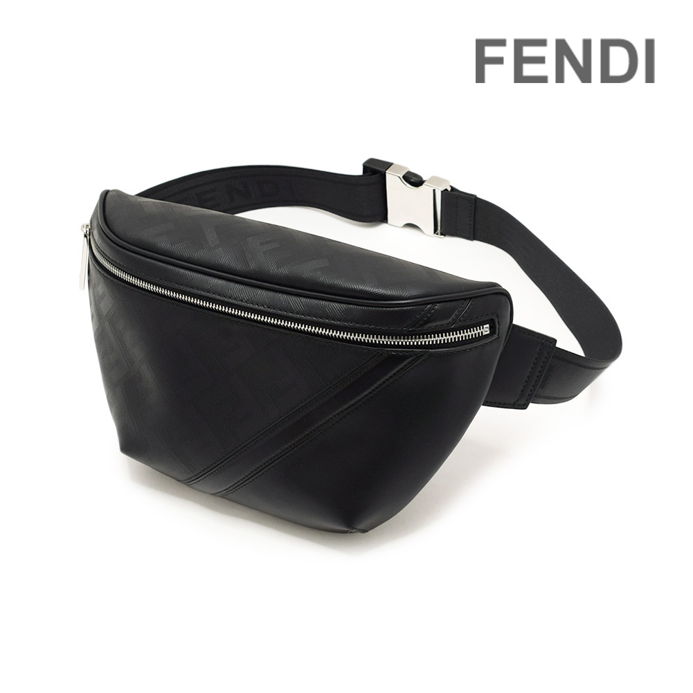 【FENDI】ローマ ロゴエンボスベルトバッグ FENDI ロゴエンボス ベルトバッグ | ブラック | FARFETCH JP
