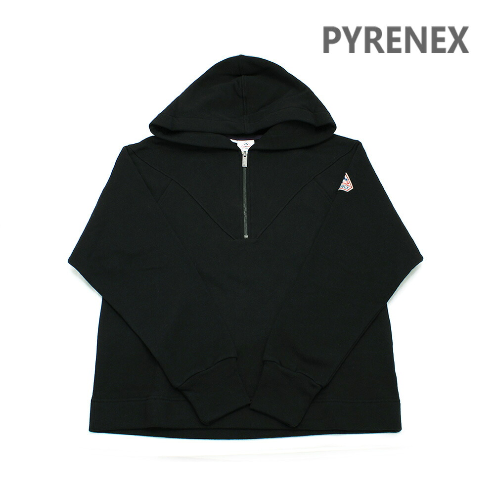 ピレネックス ハーフジップ スウェット パーカー BIANCA HWU022 BLACK ブラック レディース PYRENEX【送料無料(※北海道・沖縄は1,000円)】|タイムクラブ