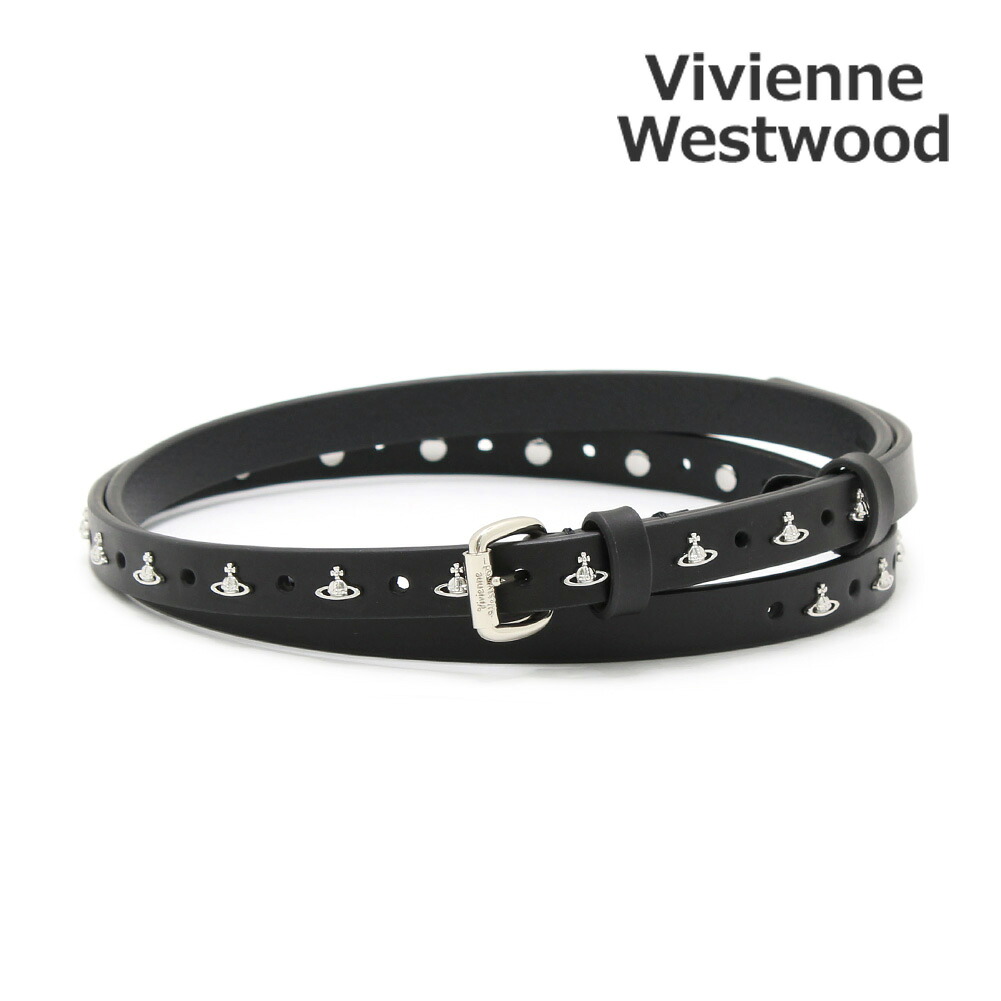 SS26 ヴィヴィアンウエストウッド ベルト 8201007ZW-N401 MINI ALEX ORB STUDS ブラック/シルバー レディース【送料無料（※北海道・沖縄は1,000円）】｜タイムクラブ