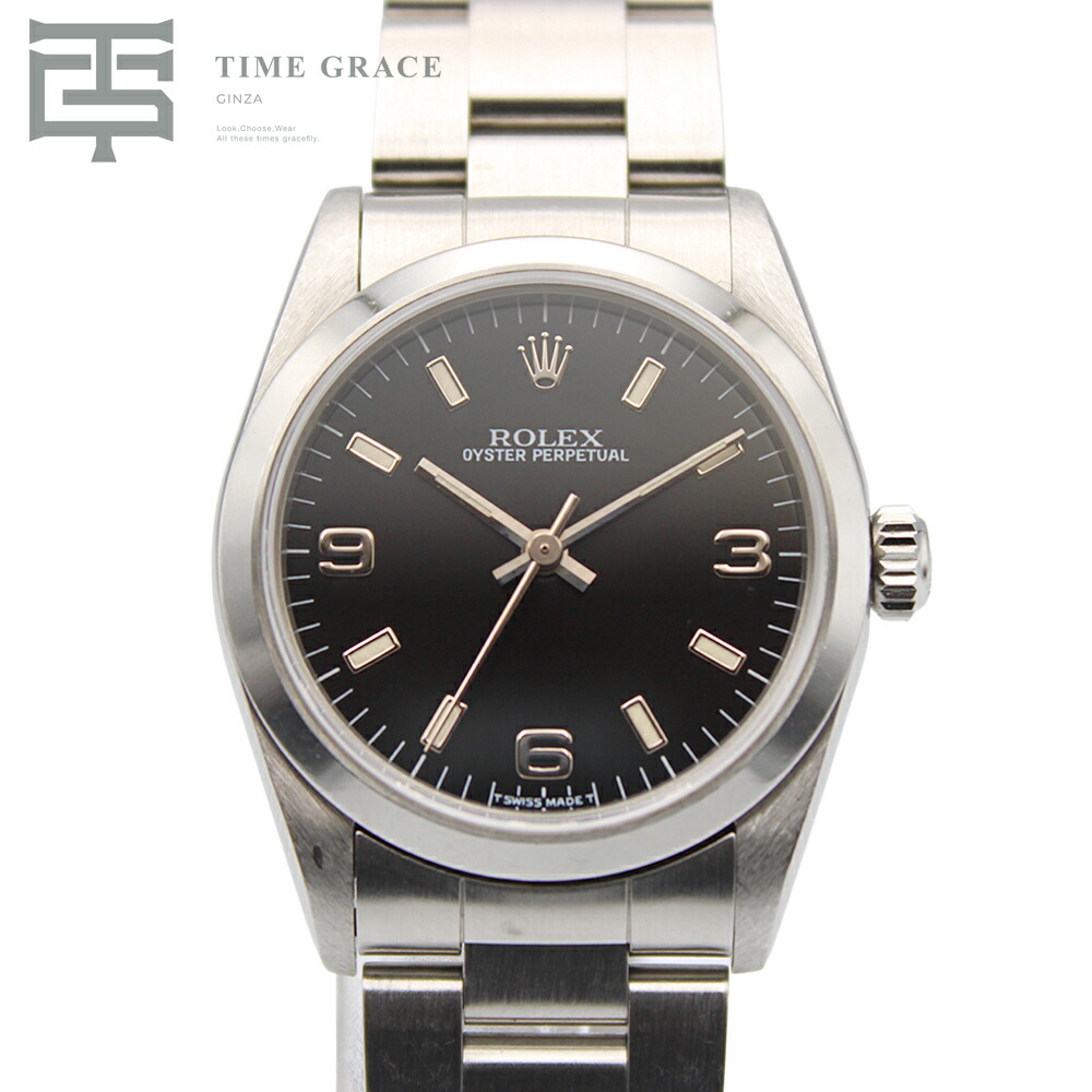 【中古】 ROLEX オイスター パーペチュアル ブラック 67480/SS/AT/U番1997年 ブラック ABランク メンズ