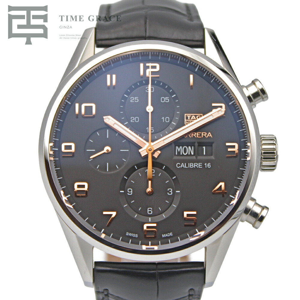 【中古】 TAGHeuer カレラ キャリバー16 クロノグラフ デイデイト CV2A1AB.FC6379・SS-革/AT ブラック Aランク メンズ