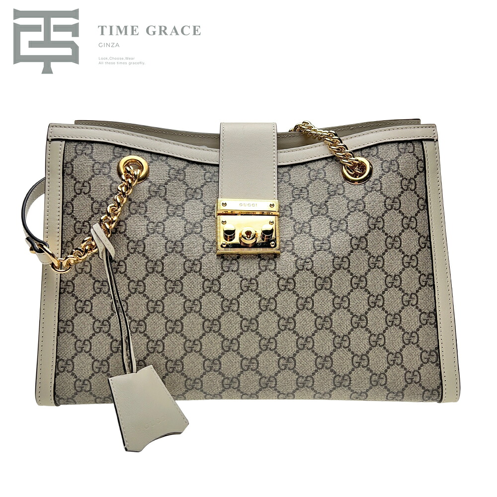 【中古】 GUCCI パドロック GG ミディアム チェーンショルダーバッグ ベージュ ゴールド金具 479197 Aランク｜TIME GRACE GINZA 店