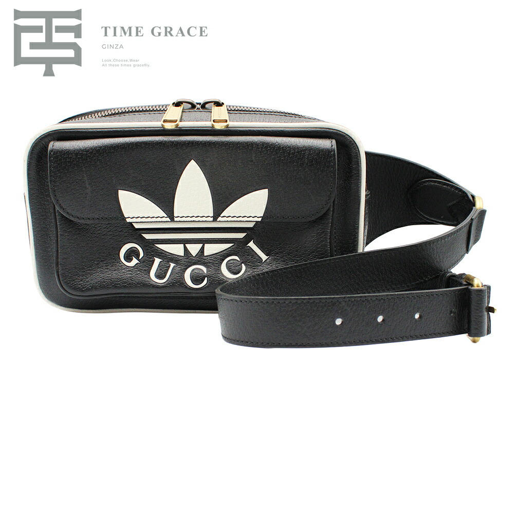 【中古】 GUCCI グッチ×アディダス レザーボディバッグ 黒いこと 722141 A位置づける ユニ一発やる