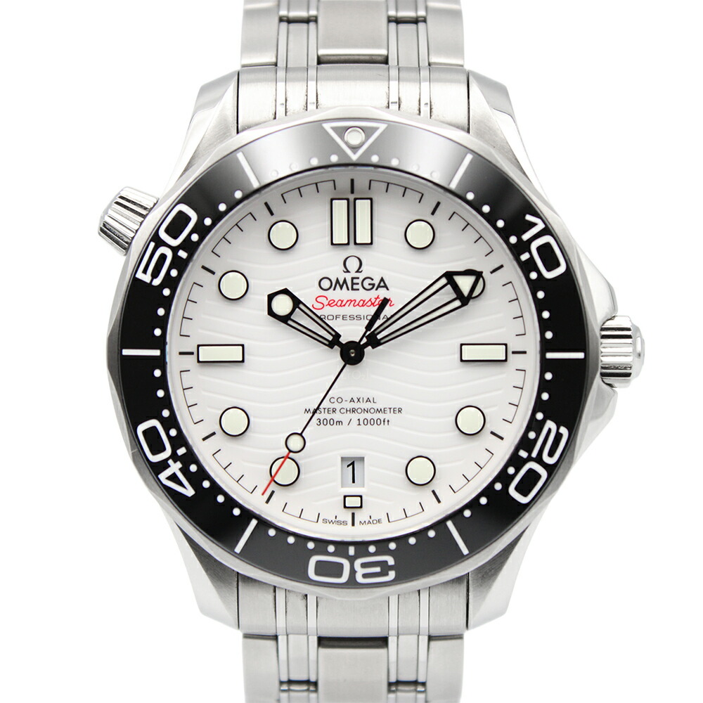 ゼロ シーマスター ダイバー 300M コーアクシャル お師匠さん クロノメーター 42MM 210.30.42.20.04.001 白いこと OMEGA 中古 ウオッチ