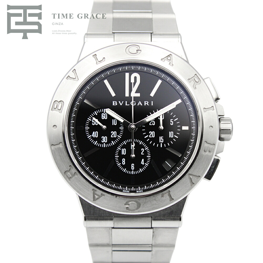 ブル小峡谷 ディアゴノ ヴェロチッシモ DG41SCH 黒いこと BVLGARI 中古 ウオッチ
