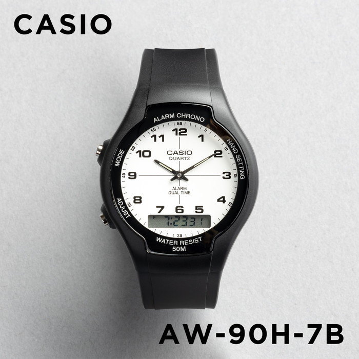 CASIO STANDARD カシオ スタンダード AW-90H-7B 腕時計 時計 ブランド メンズ レディース キッズ 子供 チープカシオ チプカシ  アナデジ 日付 ブラック 黒 ホワイト 白 海外モデル 送料無料 【待望☆】