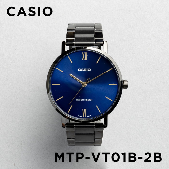 【10年保証】【日本未発売】CASIO STANDARD カシオ スタンダード MTP-VT01B-2B 腕時計 時計 ブランド メンズ レディース キッズ 子供 男の子 女の子 チープカシオ チプカシ アナログ ブラック 黒 ネイビー 海外モデル メタル ギフト プレゼント