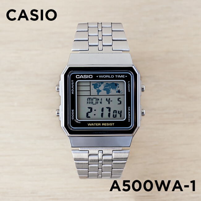 【10年保証】【日本未発売】CASIO STANDARD カシオ スタンダード A500WA-1 腕時計 時計 ブランド メンズ レディース キッズ 子供 男の子 女の子 チープカシオ チプカシ デジタル 日付 シルバー ブラック 黒 海外モデル メタル ギフト プレゼント