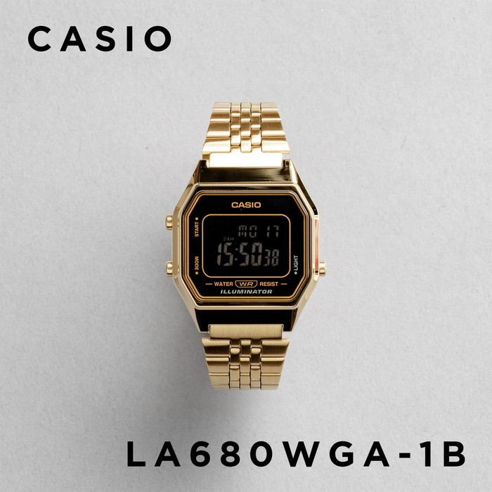 【10年保証】【日本未発売】CASIO STANDARD カシオ スタンダード LA680WGA-1B 腕時計 時計 ブランド レディース キッズ 子供 女の子 チープカシオ チプカシ デジタル 日付 ゴールド 金 ブラック 黒 メタル 海外モデル ギフト プレゼント