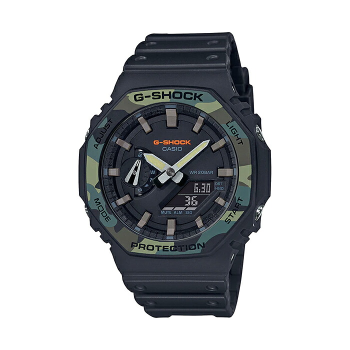 【10年保証】CASIO G-SHOCK カシオ Gショック GA-2100SU-1A 腕時計 時計 ブランド メンズ キッズ 子供 男の子 アナデジ 日付 カレンダー 防水 ブラック 黒 カーキ カモフラージュ 迷彩 カシオーク ギフト プレゼント