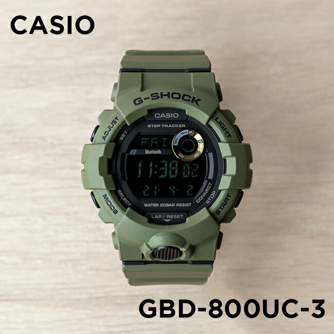 【10年保証】CASIO G-SHOCK カシオ Gショック Gスクワッド GBD-800UC-3 腕時計 時計 ブランド メンズ キッズ 子供 男の子 ランニングウォッチ 歩数計 デジタル ブルートゥース 日付 防水 カーキ ブラック 黒 ギフト プレゼント｜TIME LOVERS