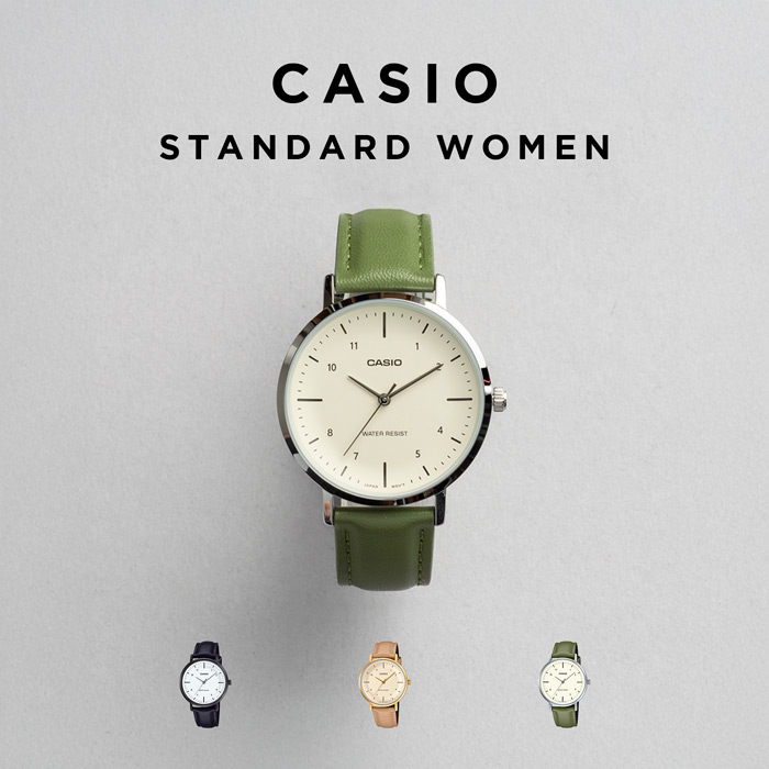【10年保証】【日本未発売】CASIO STANDARD WOMEN カシオ スタンダード LTP-VT03L 腕時計 時計 ブランド レディース 女の子 チープカシオ チプカシ アナログ ブラック 黒 ベージュ カーキ レザー 革ベルト 海外モデル ギフト プレゼント