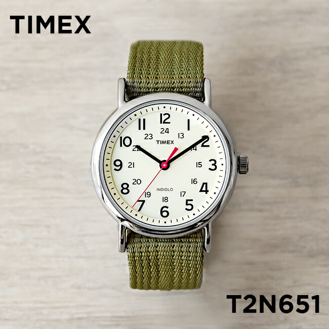 TIMEX タイメックス ウィークエンダー 38MM メンズ T2N651 腕時計 レディース アナログ カーキ アイボリー ナイロンベルト