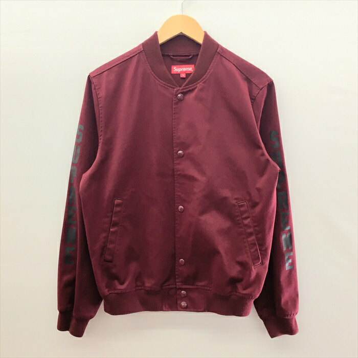 Supreme Antihero シュプリーム アンチヒーロー 16ss Bomber Jacket ボンバージャケット スナップボタンブルゾン バックロゴ刺繍 袖ロゴプリント バーガンディ ワインレッド ボルドー サイズ S アウター Mens メンズ 中古 非常に良い Fs和泉中央店