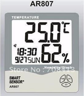 【正規輸入品】 デジタル温湿度計 【SMART SENSOR　AR807】最大値・最小値保持機能 温度測定 湿度測定 大型ディスプレイ データ保持機能 家庭用 商業用 高精度 置き型 室温度 一年保証 送料無料 5,250円