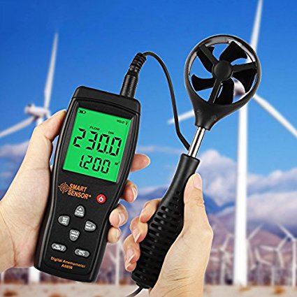【正規輸入品】 デジタル風速計 【SMART SENSOR　AS856】風温測定 USBインターフェース機能 AS856 風速測定 風温測定 風量測定 最大値測定 最小値測定 平均値測定 データ保持機能 保存機能 削除機能 伸縮ハンドル PCデータリンク 一年保証 送料無料