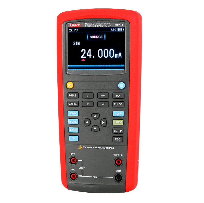 多機能ループプロセスキャリブレータ【UNI-T UT715】（正規輸入品）｜プロセス校正器 ループ電流/電圧 バックライト 自動電源オフ ステップ/ランプ関数 充電式バッテリー USB通信