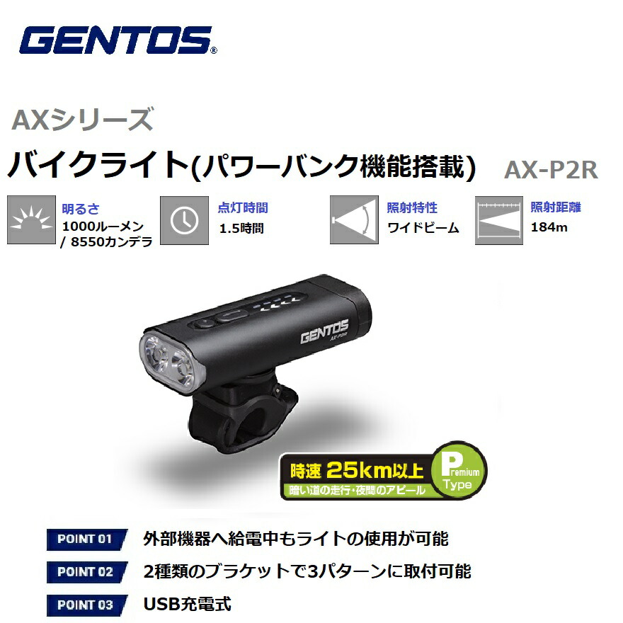 はこぽす対応商品】 IPX4準拠 USB充電式 自転車ライト バイクライト GENTOS