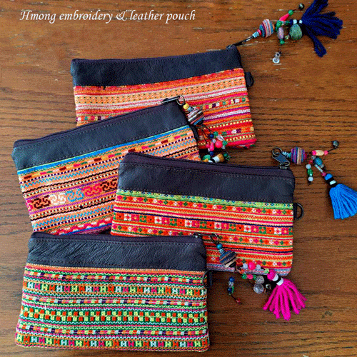 こ　ポーチ　民族 楽天市場】モン族 古布 刺繍 ポーチ 小物入れ タイ製 チェンマイ