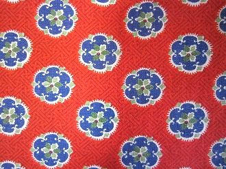 フィードサック 赤地青いお花　(1/16サイズ）画像