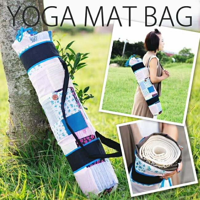 【楽天市場】パッチワークのコットン ヨガマットバッグ / ヨガマットケース ピラティス YOGA ショルダー エスニック ポーチ アジア