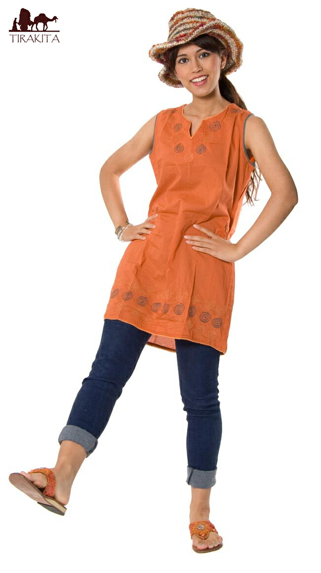 Uzumaki circles sleeveless tunic ethnic clothes clothing fashion Asia India Asian women sleeveless tops