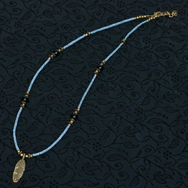 インドのストーンネックレス　シンプル【フェザー】　アクセサリー　ビンディー　ゴールド　エスニック　アジア　リング　グルグル　ピアス　ペンダント　アンクレット