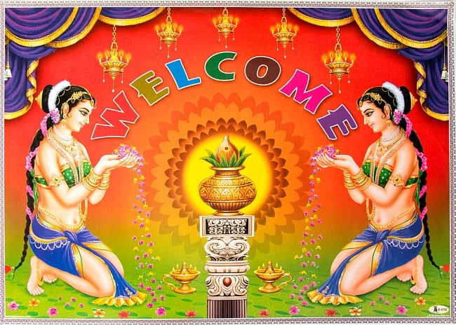 楽天市場 インドの大判ウェルカムポスター インド美人 お祝い ヒンドゥー教 神様 本 印刷物 ステッカー ポストカード インド雑貨 アジア雑貨 Tirakita