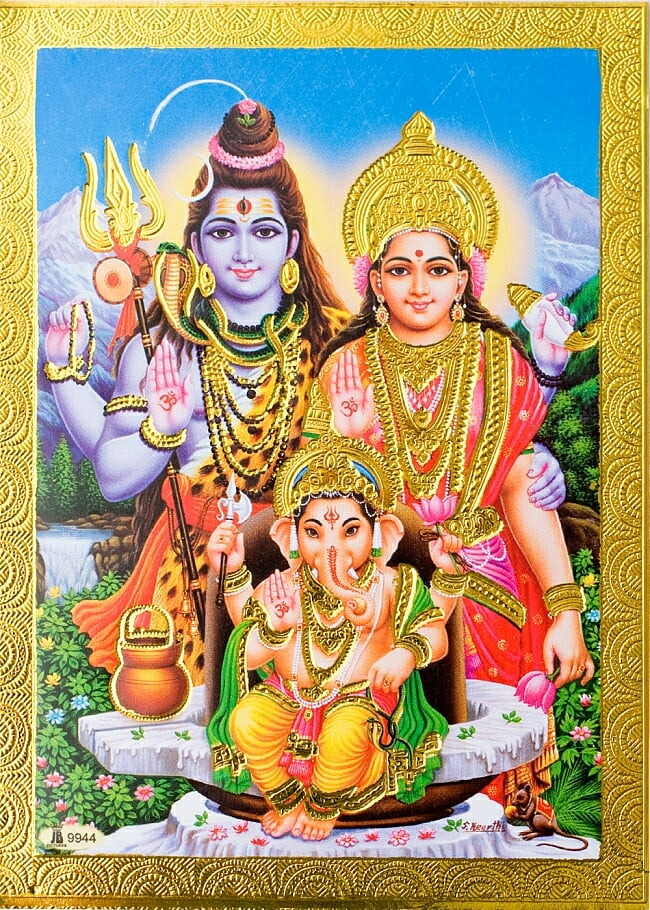 楽天市場 金の神様ポストカード シヴァ一家 ポスター ゴールド インド 本 印刷物 ステッカー インド雑貨 アジア雑貨 Tirakita