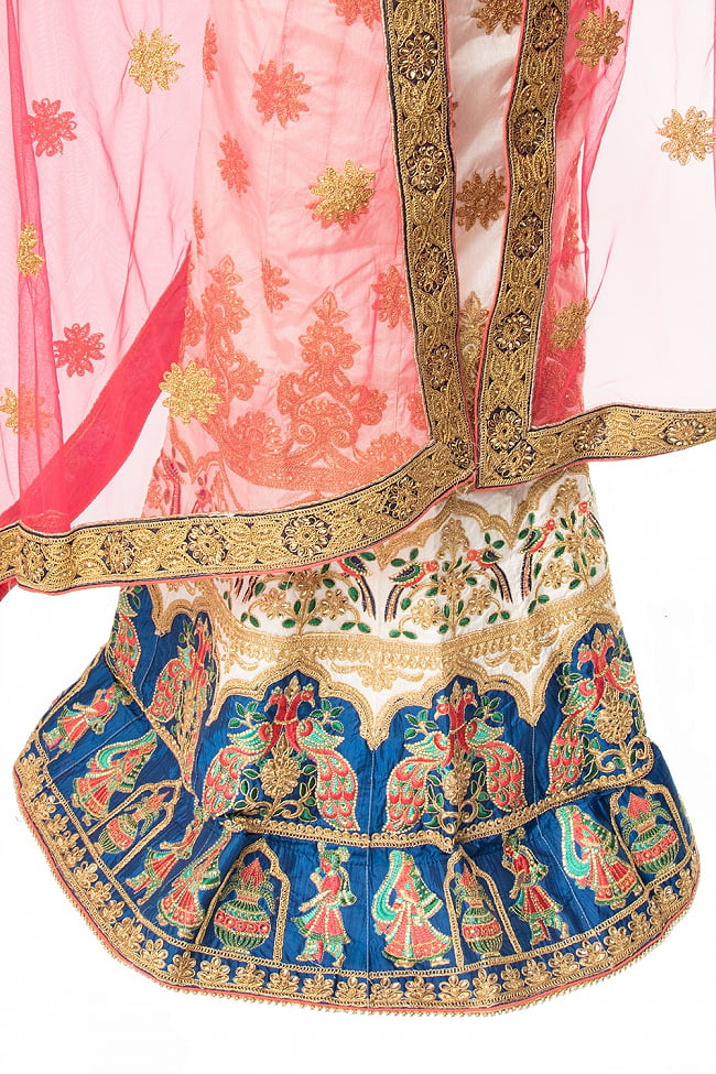 送料無料 1点物 インドのレヘンガドレスセット ブルー ホワイト パーティードレス コスプレ ウェディングドレス 民族衣装 サリー レディース 女性物 エスニック衣料 アジアンファッション エスニックファッション Pressclubvartha Com