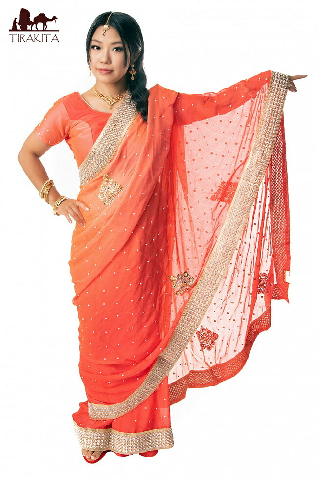 楽天市場 送料無料 刺繍とビジューのグラデーション サリー チョリ付き 民族衣装 デコレーション布 インド 更紗 インドサリー レディース エスニック衣料 アジアンファッション エスニックファッション インド雑貨 アジア雑貨 Tirakita