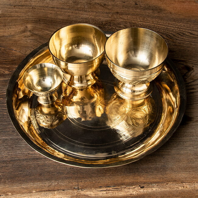 送料無料 28 5cm ダルバートターリーセット ネパールの真鍮食器 ターリープレート 丸皿 カレー インド カレー皿 チャイ チャイカップ アジア うつわ アジアン食器 エスニック食器 Psicologosancora Es