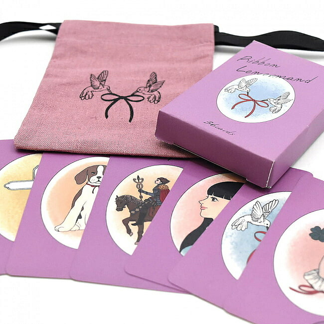 【送料無料】 リボンルノルマン＆ポーチセット Ribbon Lenormand Pouch Set / オラクルカード 占い カード占い タロット AMENOMAME 占術関連全部見る コーヒーカード インド 本 印刷物 ステッカー ポストカード ポスター
