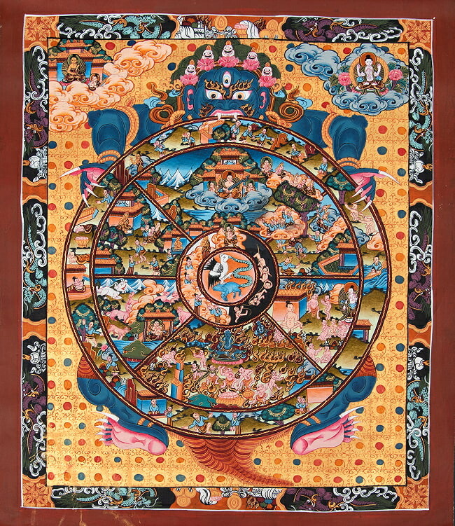 ◆六道輪廻図（Wheel of Life）/タンカ／仏画／曼荼羅／チベット-A 楽天市場】◇六道輪廻図（Wheel of Life）/タンカ／仏画／曼荼羅
