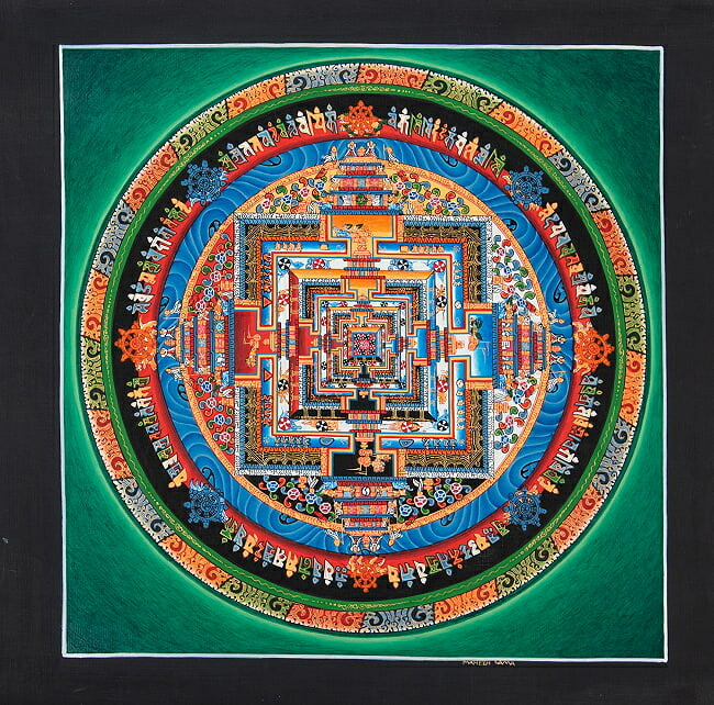 【送料無料】 〔一点物〕タンカ カーラチャクラマンダラ 32cm x / 仏画 Thanka 曼荼羅 手描きのタンカ チベット仏教 曼陀羅 インド 本 印刷物 ステッカー ポストカード ポスター【レビューで1000円クーポン プレゼント】｜インド雑貨・アジア雑貨-TIRAKITA 31,447円