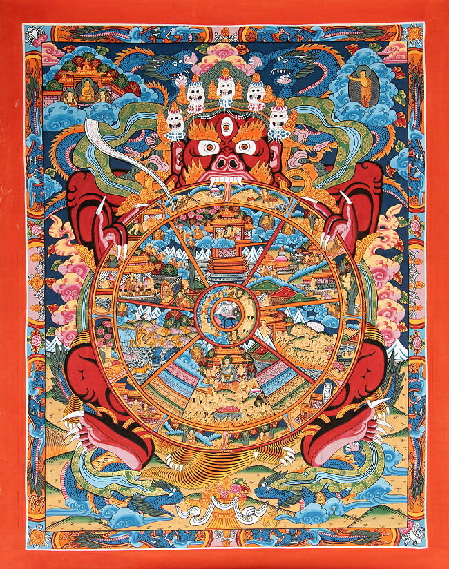 楽天市場】◇六道輪廻図（Wheel of Life）/タンカ／仏画／曼荼羅