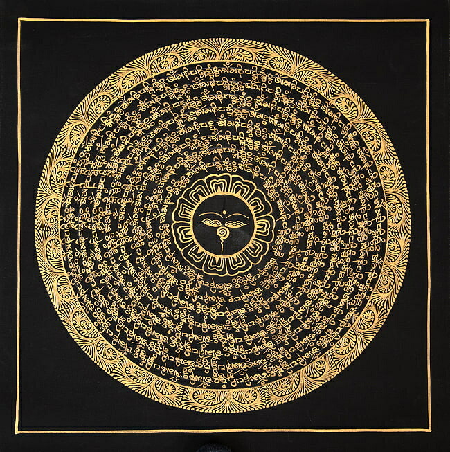 【送料無料】 〔一点物〕タンカ ブッダアイと種子マンダラ 34x34cm / 仏画 チベット 曼荼羅 手描き ネパール仏教 チベット密教 曼陀羅 インド 本 印刷物 ステッカー ポストカード ポスター【レビューで1000円クーポン プレゼント】|インド雑貨・アジア雑貨-TIRAKITA