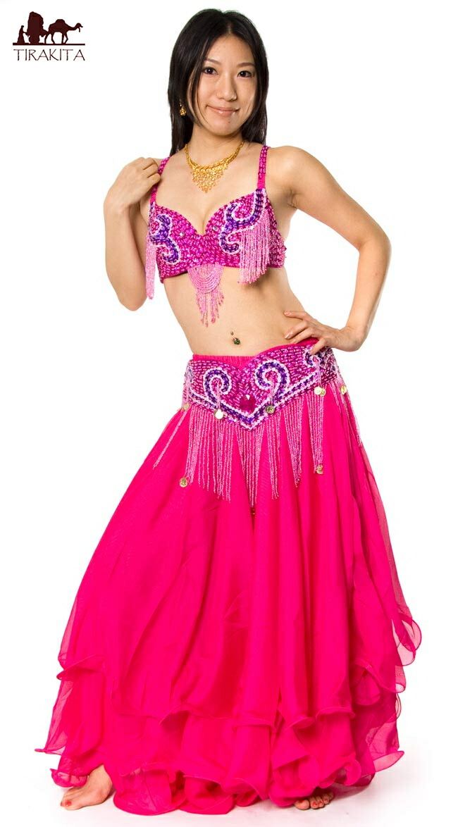 ベリーダンス衣装 フレアスカート ブラ 上下セット 上下セット群舞 コスチューム Belly Dance