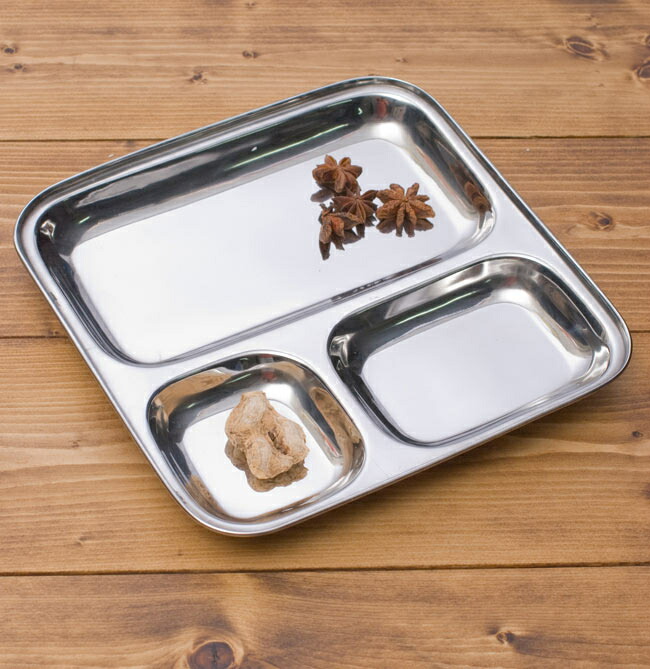 3分割ランチプレート 約25cm / インド料理 インドカレー 皿 カレー皿 小皿 ターリー チャイ チャイカップ アジアン食品 エスニック食材
