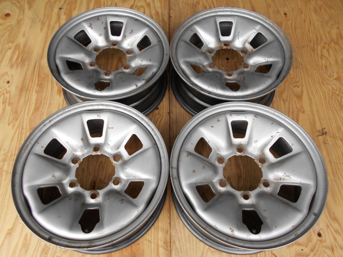 E344 【中古】{送料無料} 15インチ鉄ホイール 4本セット 6穴 6JJ PCD139.7 ハブ径内寸約106ｍｍ｜タイヤ夢　店