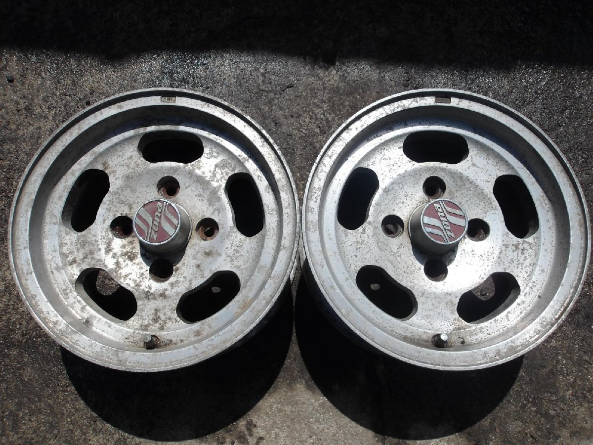 H357 【中古】{送料無料} 13インチアルミホイール 2本セット 4穴 6JJ PCD114.3 オフセット+15 ハブ径内寸約72ｍｍ｜タイヤ夢　店