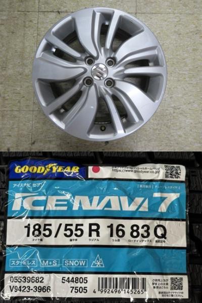 スズキ ZC53型 スイフト 純正 16x6J+45 4H-100 中古4本＆GY ICE NAVI7 185/55R16 新品4本セット バレーノ スプラッシュ 流用にも 鴻巣