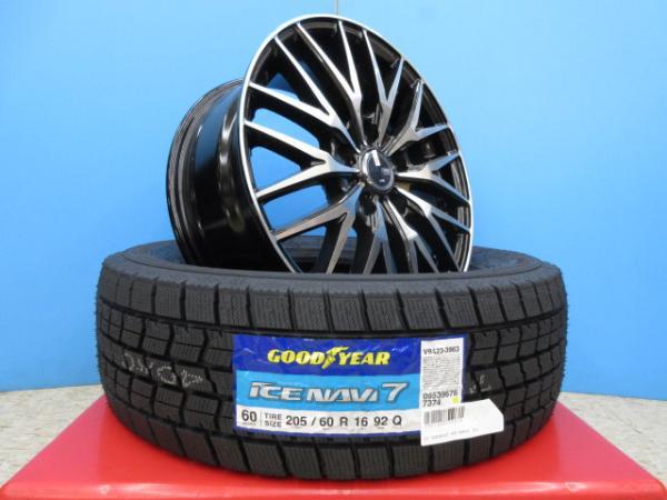 VENES FS01 16x6.5J+47 5H-114.3＆GY ICE NAVI7 205/60R16 新品4本セット 70~80系 ノア ヴォクシー RG~RK型 ステップワゴン ジェイド CU~CW系 アコード ジューク アクセラ ビアンテ 等に 鴻巣