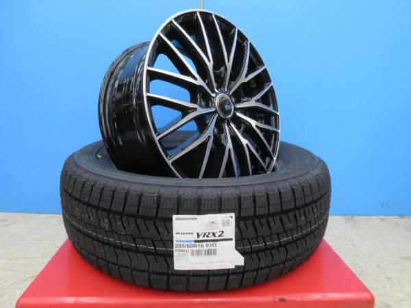 VENES FS01(BKP)16x6.5J+38 5H-114.3&ブリヂストン BLIZZAK VRX2 205/60R16 新品4本セット 90系 ノア ヴォクシー プリウスα ジューク ジェイド 等に 鴻巣|タイヤショップトレッド