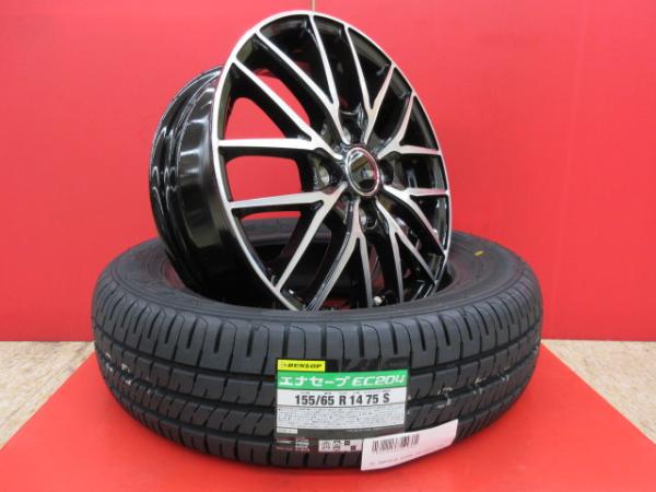 VENES FS01(BKP)14x4.5J+45 4H-100&DL ENASAVE EC204 155/65R14 新品4本SET フレアワゴン フレア AZ-ワゴン キャロル 等に 鴻巣 MAZDA|タイヤショップトレッド